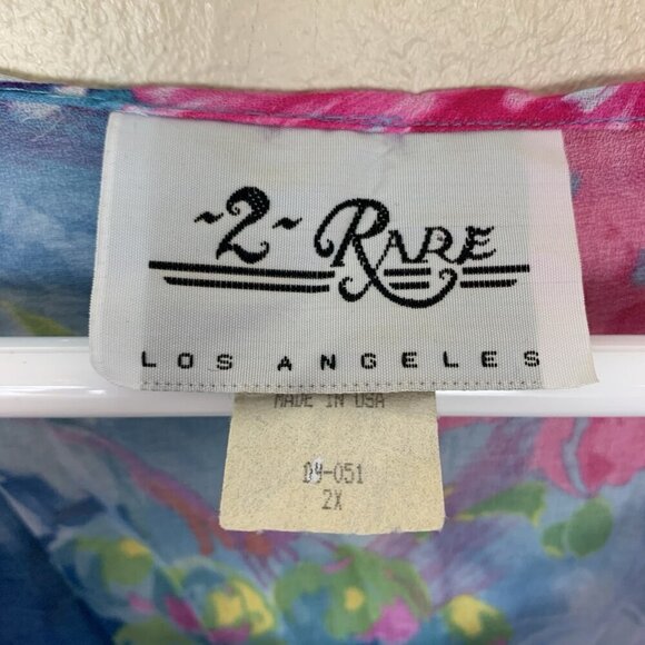 Vintage 2 Rare Womens 2X Dress Colorful Flowy Floral Abstract Maxi 80s Crinkle - Picture 2 of 16